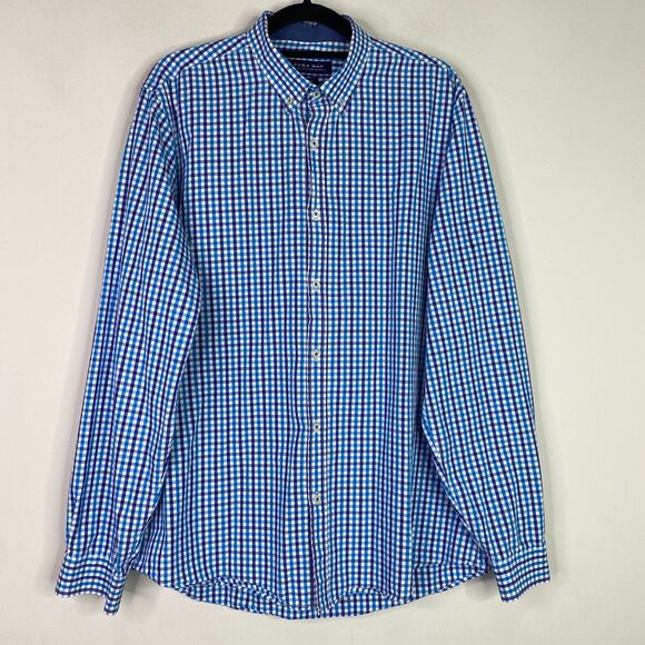Zara Other - Zara Gingham Plaid Slim Fit Button Down Long Sleeve Shirt Men's Size Large